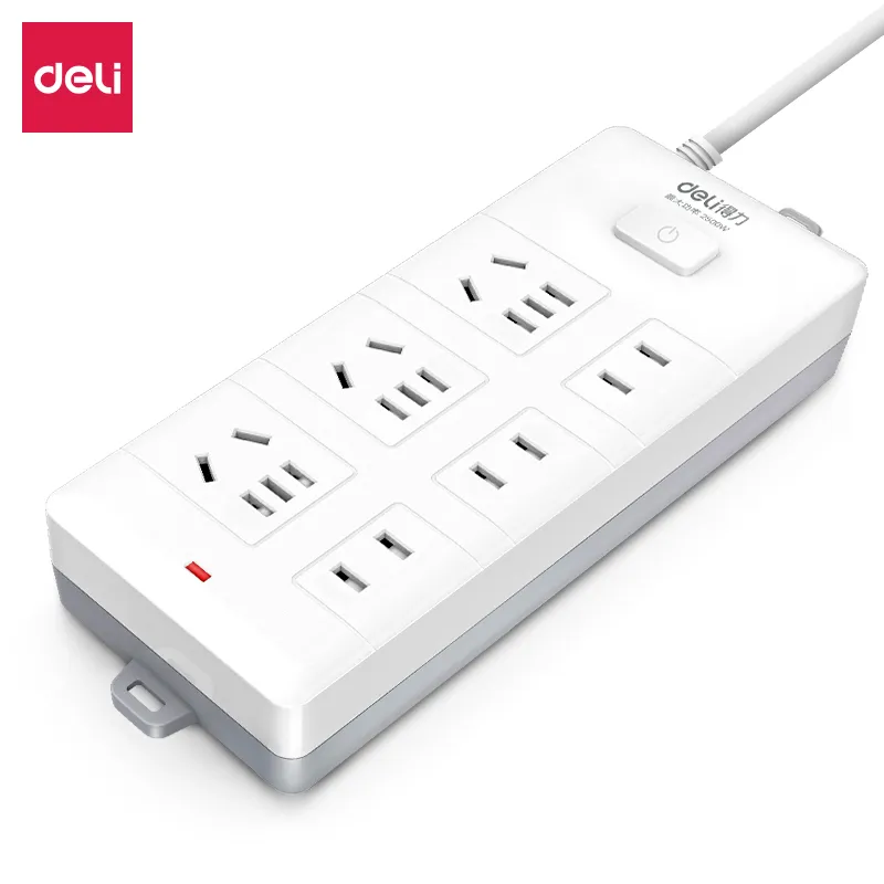 Deli 18339(03) Бытовой удлинитель 3 двухполюсные розетки + 3 универсальные розетки