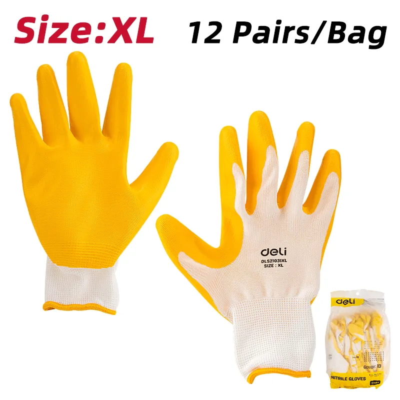 Deli EDL521031XL Нитриловые перчатки XL желтые